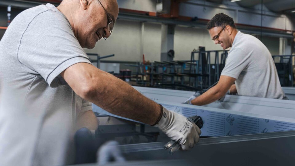 Façade elements / unitized façades are assembled during manufacturing.