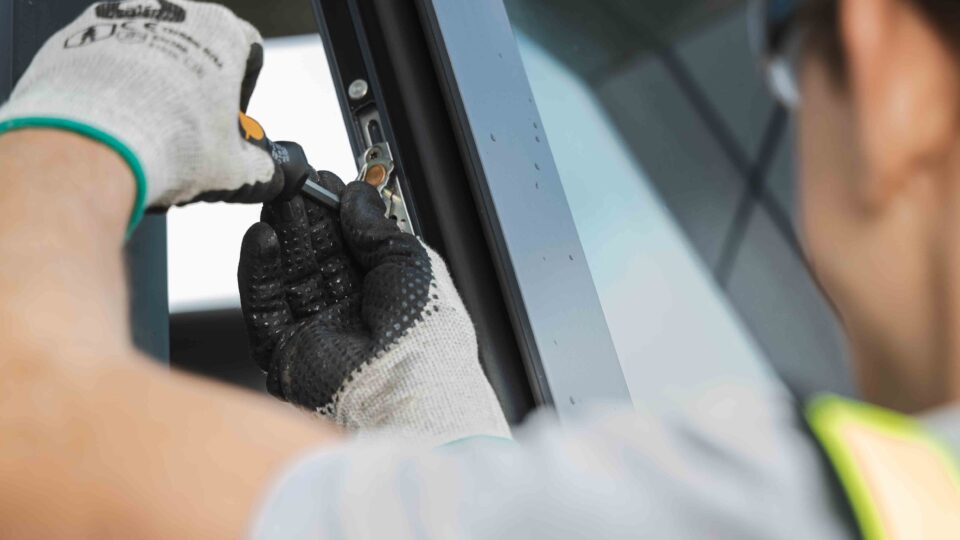 Annual maintenance of windows and doors by our technician – window fittings are being adjusted.