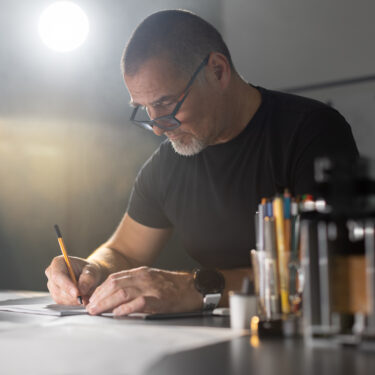 Engineer creates a first hand sketch for the execution of the building connection.